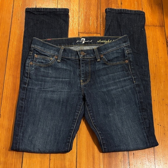 7 For All Mankind Denim - 7 For All Mankind Straight Leg Jeans Dark Wash Pocket‎ Size 24